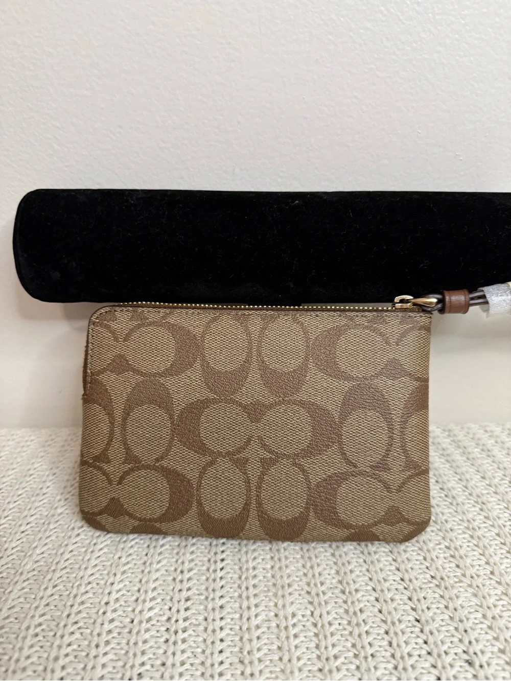Coach NWT Signature Coated Canvas Wristlet in Brown